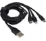 Зарядный кабель AURA, USB _ Lightning/MicroUSB/Type C, чёрный, 1,2 метра TPC-U31B 1