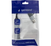 Разветвитель Gembird USB3.0/2.0, USB3.0, 3xUSB2.0, кабель Type-C+USB 10см, алюминий, пакет, UHB-C204