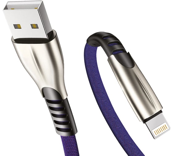 Кабель USB-8-pin 2,1A Exployd для зарядки телефона 1M плоский синий EX-K-834