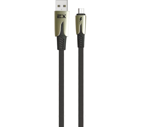 Кабель USb-MicroUSB 2,1A Exployd для зарядки телефона 1M плоский черный EX-K-1033