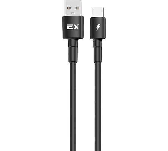 Кабель USB-Type-C 2A Exployd для зарядки телефона 1M круглый черный EX-K-1152