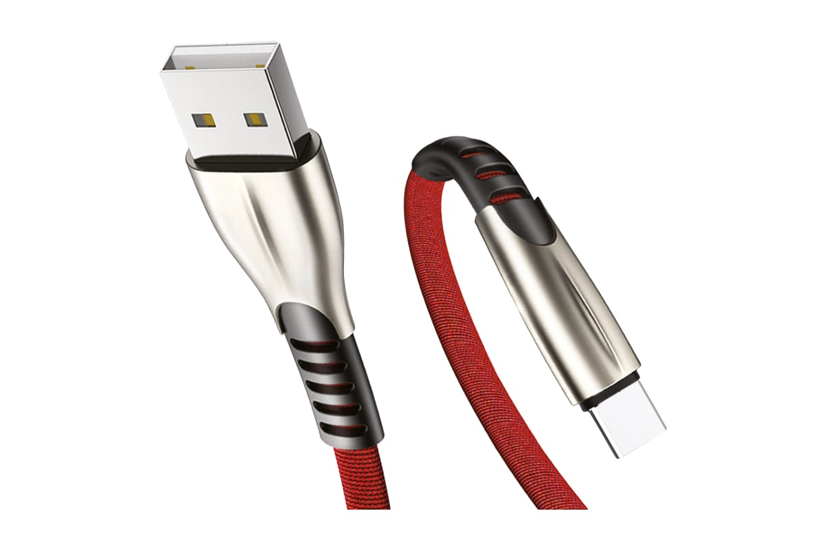 Кабель USB-Type-C Exployd для зарядки телефона 2,1A 1M плоский красный  EX-K-838