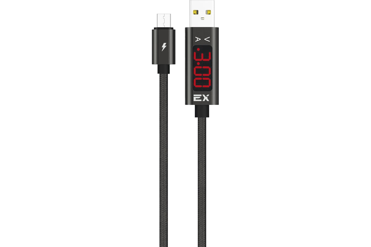 Кабель USB-MicroUSB 3A Exployd для зарядки телефона круглый 1M Display  черный EX-K-1046 - выгодная цена, отзывы, характеристики, фото - купить в  Москве и РФ