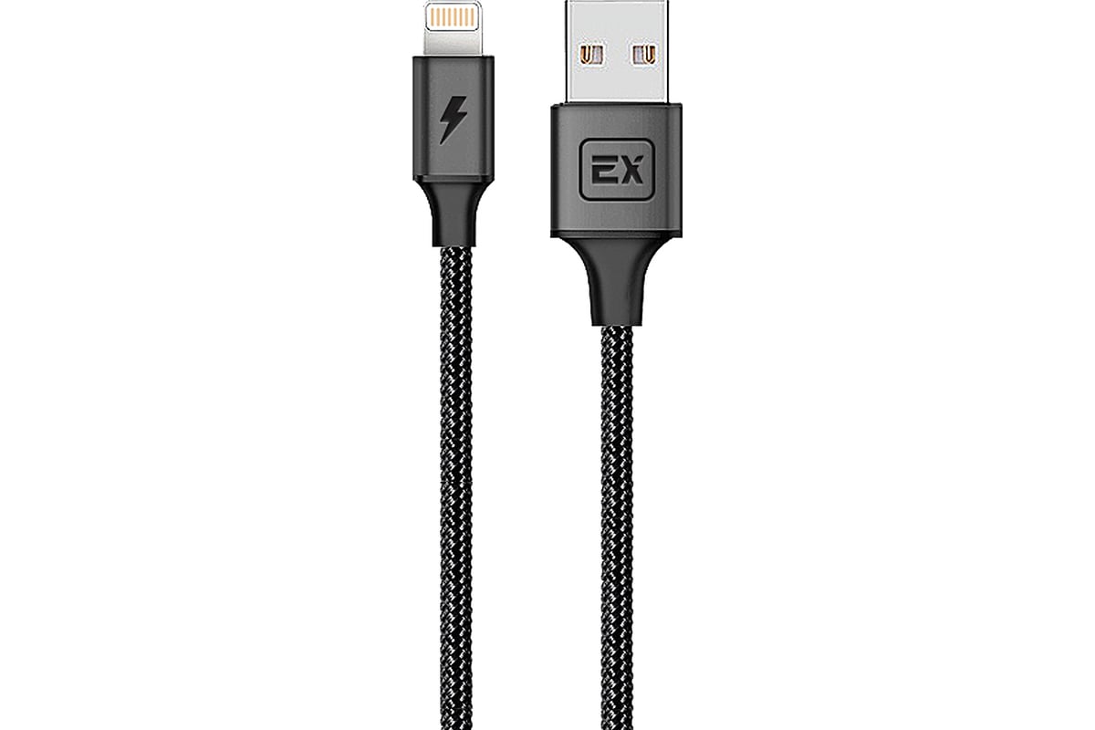 Кабель USB- 8-pin 1A Exployd для зарядки телефона круглый 1M черный  EX-K-504 - выгодная цена, отзывы, характеристики, фото - купить в Москве и  РФ