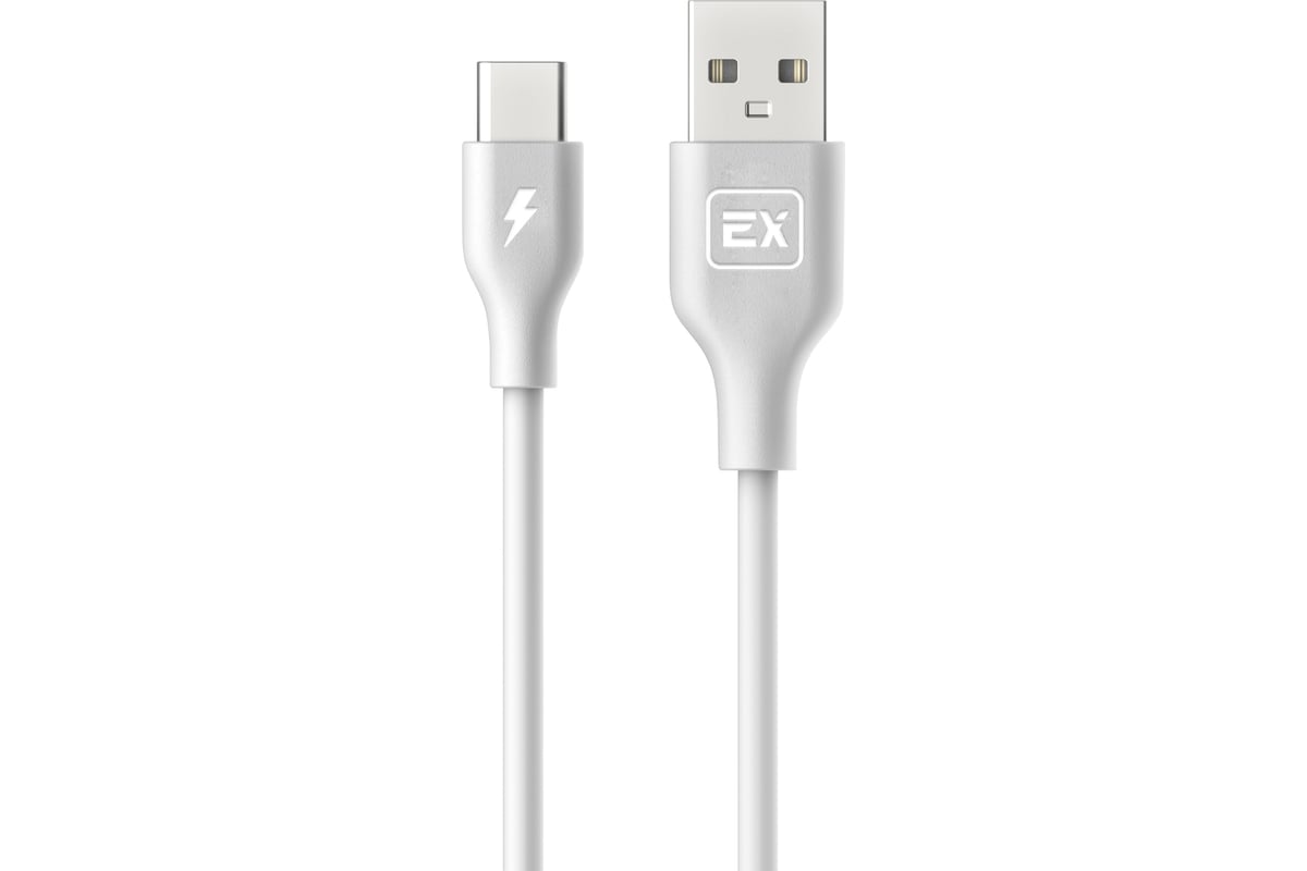 Кабель USB-Type-C 1A Exployd для зарядки телефона 2M круглый белый EX-K-491  - выгодная цена, отзывы, характеристики, фото - купить в Москве и РФ