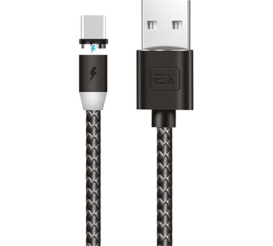 Кабель USB-Type-C 2,1A Exployd для зарядки телефона Magnetic 1M круглый черный EX-K-786 1