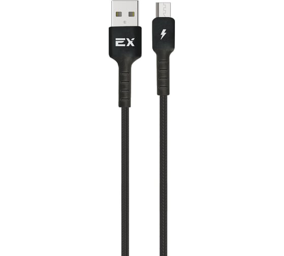 Кабель USB-MicroUSB 2A Exployd для зарядки телефона 1M круглый черный EX-K-1012