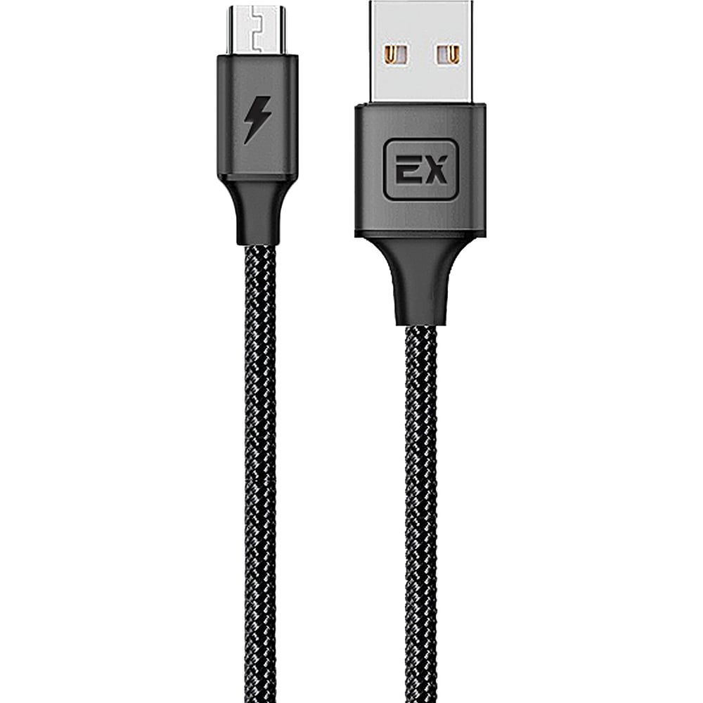 Кабель USB-MicroUSB Exployd для зарядки телефона черный круглый EX-K ...