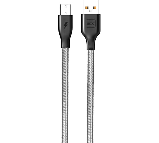 Кабель USB-MicroUSB 1A Exployd для зарядки телефона 1M круглый серый EX-K-493
