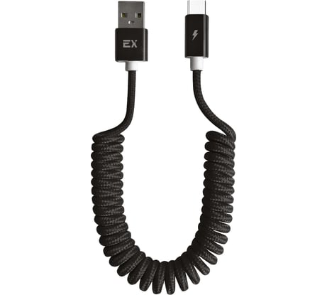 Кабель USB-Type-C 2A Exployd для зарядки телефона 1,5M витой кабель черный EX-K-803