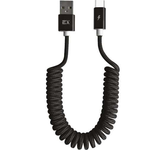 Кабель USB-Type-C 2A Exployd для зарядки телефона 1,5M витой кабель черный EX-K-803