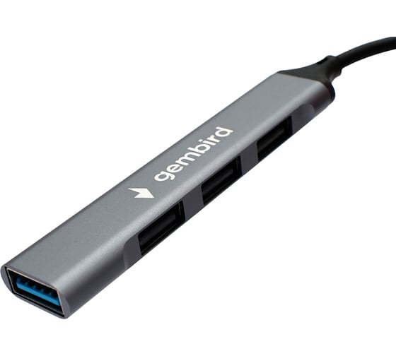 Разветвитель Gembird USB3.0/2.0, USB3.0, 3xUSB2.0, кабель Type-C 10см, алюминий, пакет, UHB-C202