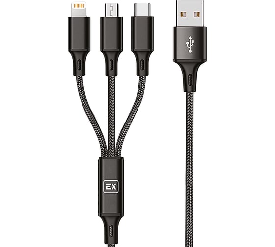 Отзывы о кабеле 3в1 USB-8-pin\MicroUSB\Type-C 2,1А Exployd для зарядки .