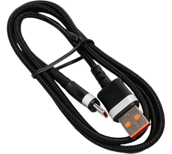 Кабель Cablexpert USB2.0, AM/Type-C, 6A, 66Вт, QC3.0, оплетка, медь, 1м, черный, пакет, CCP-USB2-AMCM-66W-1M 1