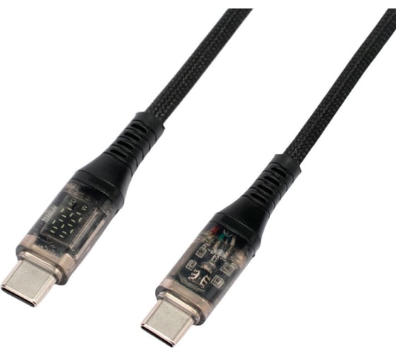 Кабель Cablexpert USB2.0, Type-C/Type-C, 5A, 66Вт, PD/QC3.0, дисплей, оплетка, медь, 1м, черный, CCP-USB2-CMCM-SCR-1M