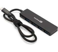 USB-Хаб концентратор ExeGate 4-в-1 DUB-4C/3 кабель-адаптер USB Type C - 4xUSB3.0, Plug Play, черный 297631
