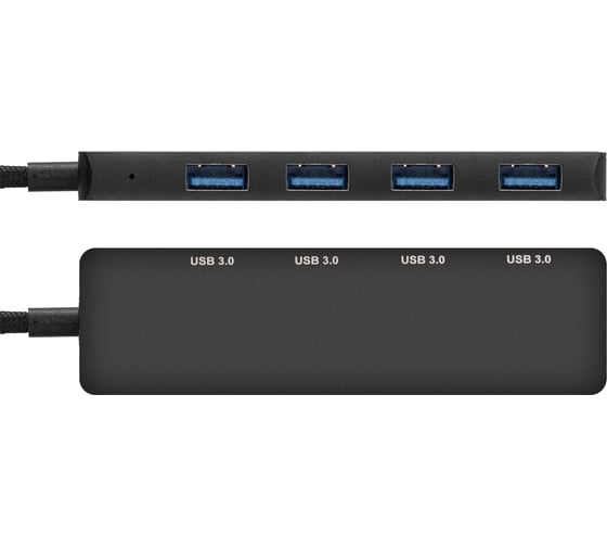 USB-Хаб концентратор ExeGate 4-в-1 DUB-4C/3 кабель-адаптер USB Type C - 4xUSB3.0, Plug Play, черный 297631