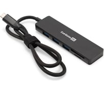 Док-станция ExeGate 4-в-1 DUB-2213C/CR кабель-адаптер USB Type-C -- 2xUSB2.0+ 1xUSB3.0+Card Reader, Plug Play, черный 297632
