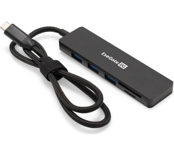 Док-станция ExeGate 4-в-1 DUB-2213C/CR кабель-адаптер USB Type-C -- 2xUSB2.0+ 1xUSB3.0+Card Reader, Plug Play, черный 297632 1