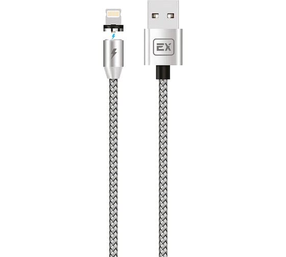 Кабель USB-8-pin 2,1A Exployd Magnetic для зарядки телефона 1M круглый серебро EX-K-785 1