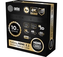Кабель аудио-видео CACTUS CS-HDMI-AOC-2.1-50 HDMI (m)/HDMI (m) 50м. позолоченный контакт черный 2048986
