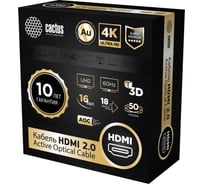 Кабель аудио-видео CACTUS CS-HDMI-AOC-2-50 HDMI (m)/HDMI (m) 50м. позолоченный контакт черный 2048979