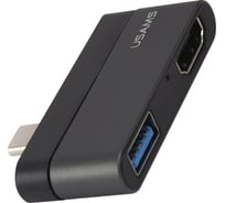 Адаптер USAMS US-SJ462 Type-C mini HUB (USB+HDMI), серый) УТ000023890