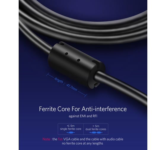 Кабель Ugreen VG101 VGA Male to Male Cable 15 м, черный 11634_