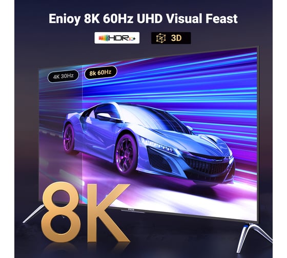 Кабель Ugreen DP115 DisplayPort to HDMI 8K/60Hz Cable. Длина: 2м. Цвет: серый 80397_