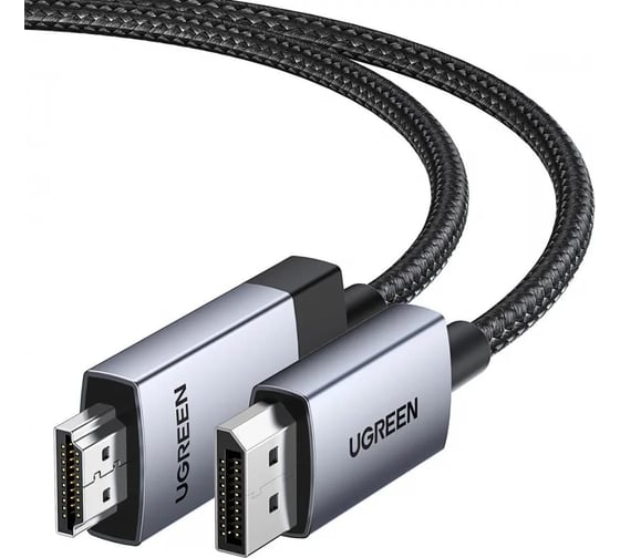 Кабель Ugreen DP119 DP to HDMI 4K Cable. Длина: 1м. Цвет: черно-серебристый 15773_