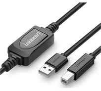 Кабель Ugreen US122 USB 2.0 A Male to B Male Active Printer Cable. Длина: 15м. Цвет: черный 10362_