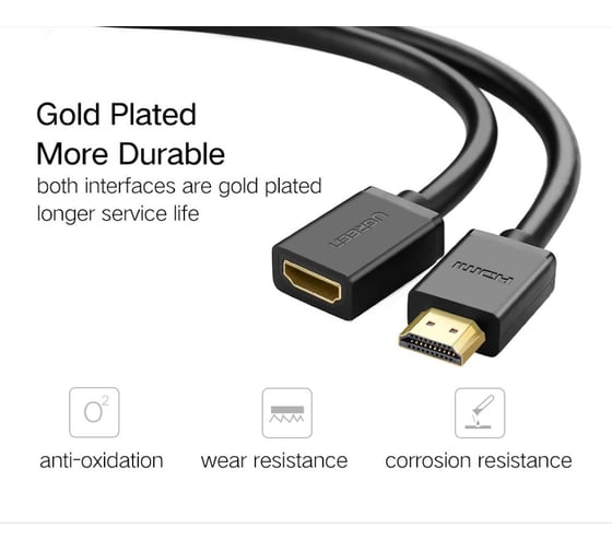 Кабель Ugreen HD107 HDMI Male to Female Cable. Длина: 2м. Цвет: черный 10142_