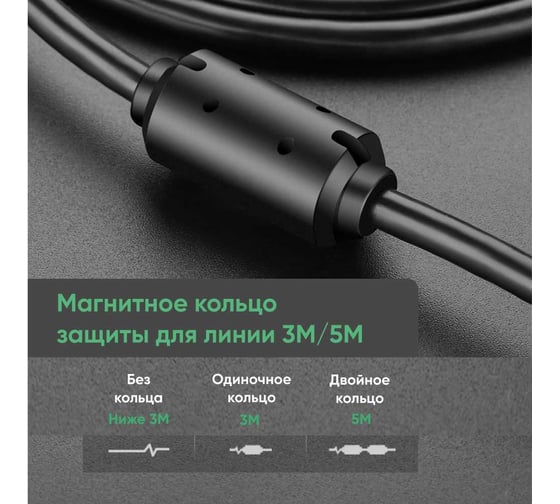 Кабель Ugreen US210 USB 3.0 AM to BM Print Cable. Длина: 1м. Цвет: черный 30753_