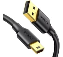 Кабель Ugreen US132 USB 2.0 A Male to Mini 5 Pin Male Cable. Длина: 2м. Цвет: черный 30472_