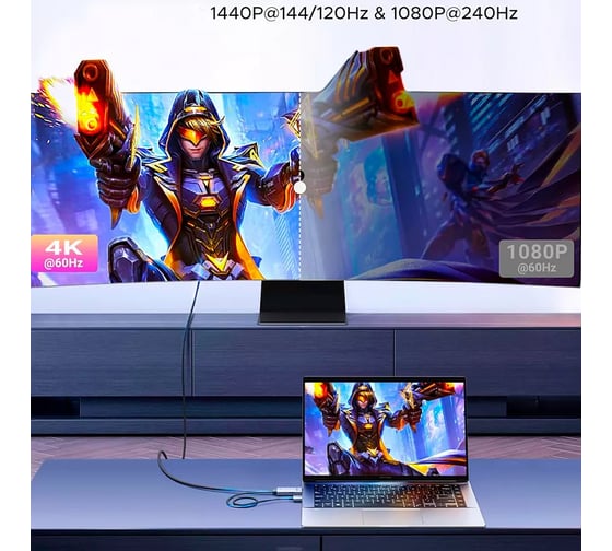 Кабель Ugreen HD169 HDMI to DisplayPort 4K/60Hz Cable. Длина: 2м. Цвет: серый 55329_