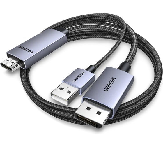 Кабель Ugreen HD169 HDMI to DisplayPort 4K/60Hz Cable. Длина: 2м. Цвет: серый 55329_