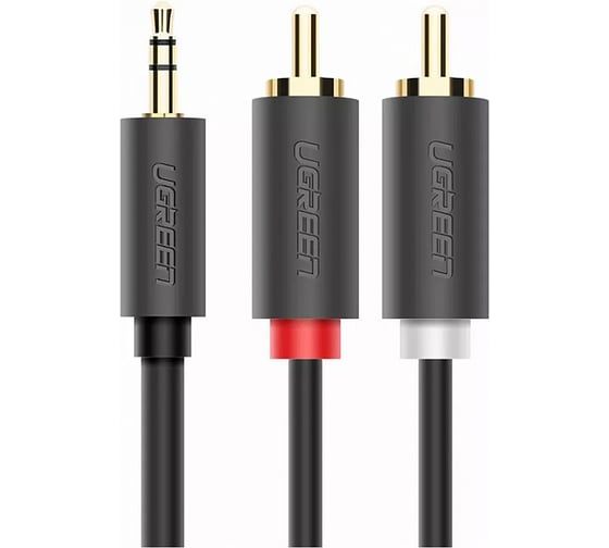 Аудиокабель Ugreen AV102 3.5mm Male to 2RCA Male Audio Cable 1.5 м, серый 10511_