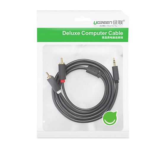 Аудиокабель Ugreen AV102 3.5mm Male to 2RCA Male Audio Cable 1 м, серый 10772_