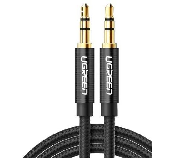 Кабель Ugreen AV112 3.5mm Male to 3.5mm Male Cable Gold Plated Metal Case with Braid 1 м, черный 50361_