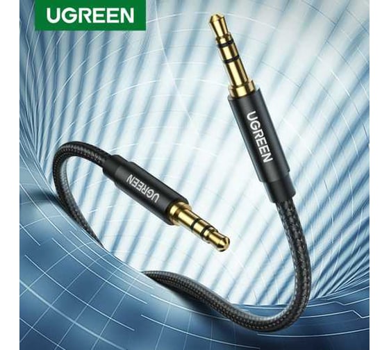 Кабель Ugreen AV112 3.5mm Male to 3.5mm Male Cable Gold Plated Metal Case with Braid 1 м, черный 50361_