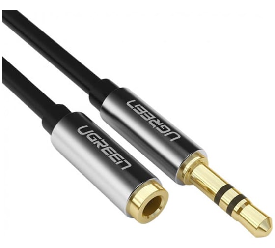 Кабель Ugreen AV118 3.5mm Male to 3.5mm Female Extension Cable 2 м, черный/серый 10594_