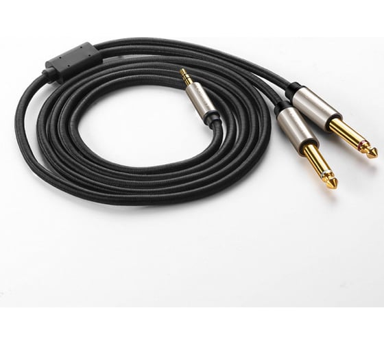 Кабель Ugreen AV126 3.5mm TRS to Dual 6.35mm TS Audio Cable 2 м, серый 10615_