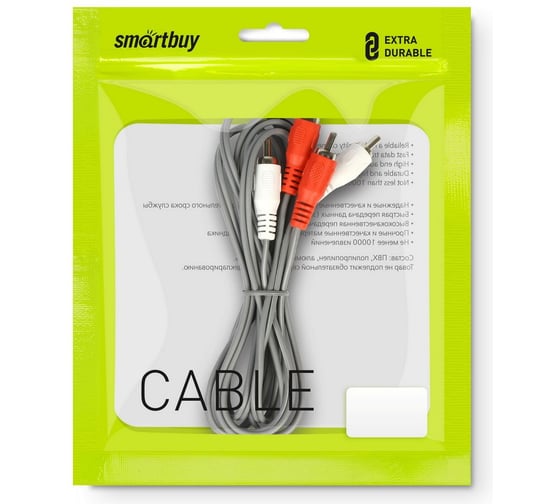 Кабель соединительный SMARTBUY 2xRCA (M) - 2xRCA (M), 1.8 м, в пакете KA-221-300