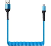 Дата-кабель SMARTBUY USB - 8-pin для Apple спиральный, длина 1 м, синий iK-512sp-blue