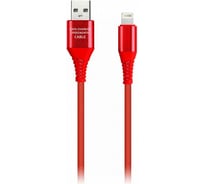 Дата-кабель SMARTBUY 8pin кабель в резиновой оплетке Gear 1 м, металлический наконечник, 2А, красный iK-512ERGbox red