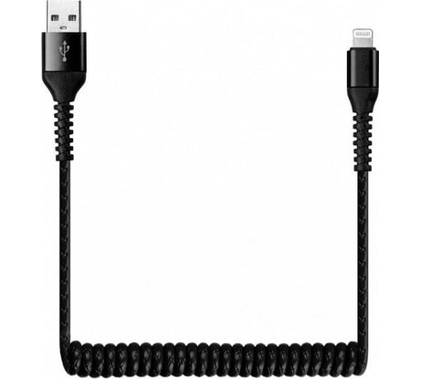 Дата-кабель SMARTBUY USB - 8-pin для Apple спиральный, длина 1 м, черный iK-512sp black
