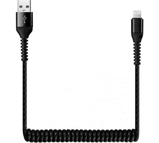 Дата-кабель SMARTBUY USB - 8-pin для Apple спиральный, длина 1 м, черный iK-512sp black