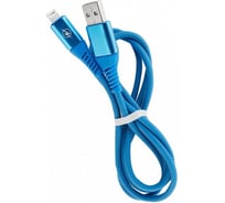 Дата-кабель SMARTBUY 8pin кабель в резиновой оплетке Gear 1 м, металлический наконечник, 2А, синий iK-512ERG blue