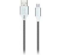 Дата-кабель SMARTBUY MicroUSB кабель в нейлоновой оплетке Socks 1 м, 2А, черно-белый iK-12NS black