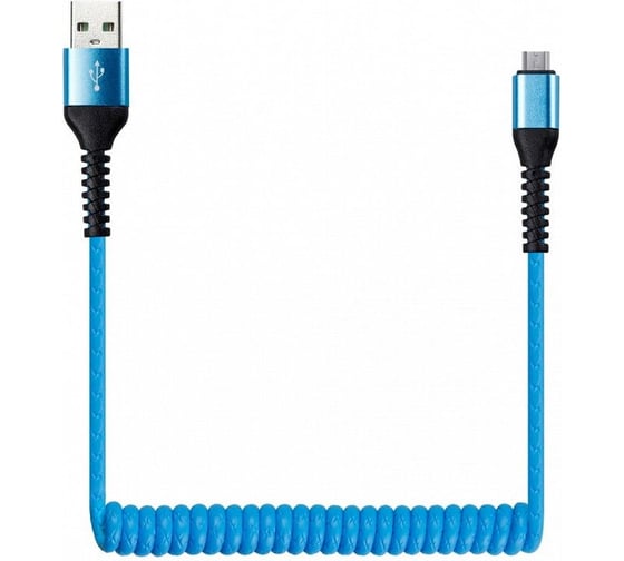 Дата-кабель SMARTBUY USB - micro USB спиральный, длина 1,0 м, синий iK-12sp blue